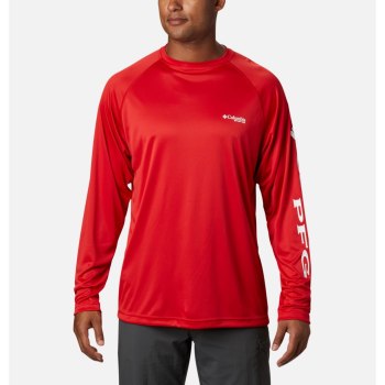 Columbia Muške Majice S Kapuljačom - PFG Terminal Tackle Long Sleeve Tall Crvene Bijele | SNEA-92437